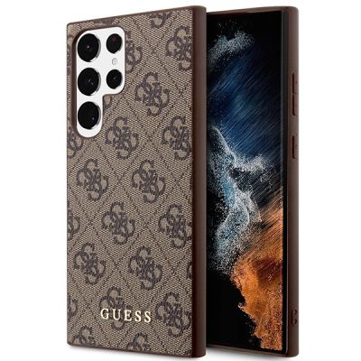 Guess GUHCS23LG4GFBR S23 Ultra S918 braun/braun Hartschalenetui 4G Metal Gold Logo
