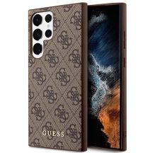 Guess GUHCS23LG4GFBR S23 Ultra S918 braun/braun Hartschalenetui 4G Metal Gold Logo