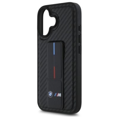 6. BMW M Grip Stand Glatte und Carbon-Schutzhülle für iPhone 16 - Schwarz