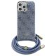 2. Guess Crossbody Cord 4G Print Hülle mit Trageband für iPhone 16 Pro – Blau
