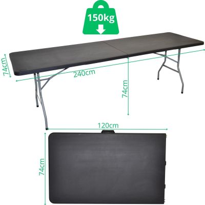 16. Zusammenklappbarer Cateringtisch, 240 x 74 x 74 cm, 150 kg, Schwarz
