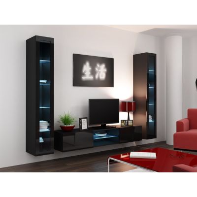 11. VIGO Glasvitrine „180“ 180/40/30 schwarz/schwarz poliert