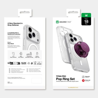 10. AmazingThing Titan Pro Pop Lens Case für iPhone 18 Pro mit Kameraabdeckung, Halterung und Ständer, MagSafe-kompatibel – Lila