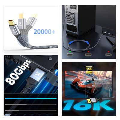 3. Wozinsky WPS-16AYL3S DisplayPort 2.1 Kabel 80 Gbit/s 16K@60Hz 8K@120Hz 4K@240Hz HDR HDCP DSC 3m - Schwarz
