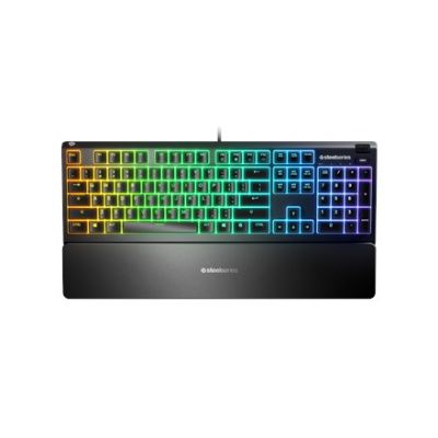 7. SteelSeries Apex 3 Gaming-Tastatur, US-Layout, kabelgebunden, schwarz SteelSeries Apex 3 Gaming-Tastatur IP32 wasserfest zum Schutz vor Spritzern, anpassbare 10-Zonen-RGB-Beleuchtung reagiert auf Spiele und Discord, flüsterleise Gaming-Schalter halten