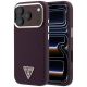 Guess MagSafe-Hülle mit genarbtem Dreieckslogo für iPhone 18 Pro / 17 Pro – bordeauxrot
