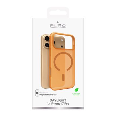 2. Puro Daylight Magsafe-kompatible Silikonhülle für iPhone 17 Pro – durchscheinendes Orange