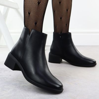 6. Gefütterte Damen-Ankle-Boots mit Blockabsatz, schwarz, Sergio Leone BT25239