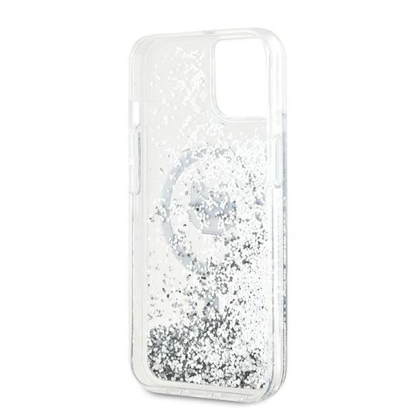 7. Karl Lagerfeld Liquid Glitter Choupette Head MagSafe-Hülle für iPhone 13 – transparent