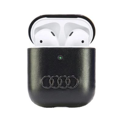 2. Audi Lederhülle mit großem Logo für AirPods 1/2 – Schwarz