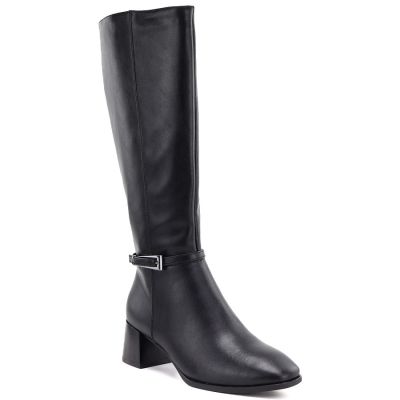 Schwarze Sergio Leone KZ-31-S Damen-Lederstiefel mit hohem Absatz