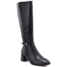 Schwarze Sergio Leone KZ-31-S Damen-Lederstiefel mit hohem Absatz