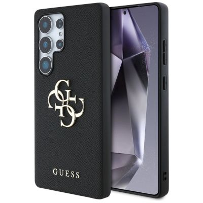 Guess Grained Big 4G Logo Small Classic Logo Hülle für Samsung Galaxy S25 Ultra schwarz