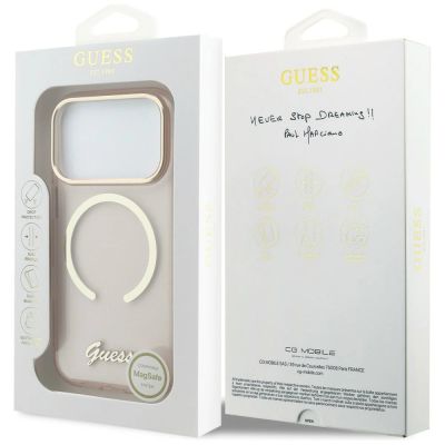 8. Guess IML Script Metal MagSafe Hülle für iPhone 17 Pro – Pink