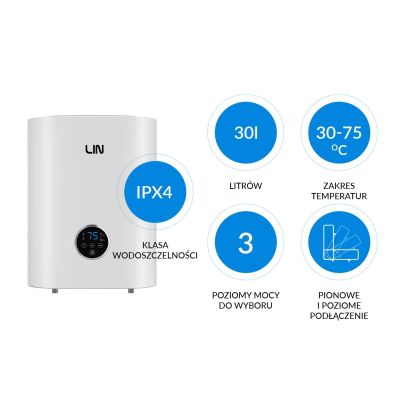 2. Elektroboiler LIN LIFVD1SMWH 30L UNIVERSAL weiß