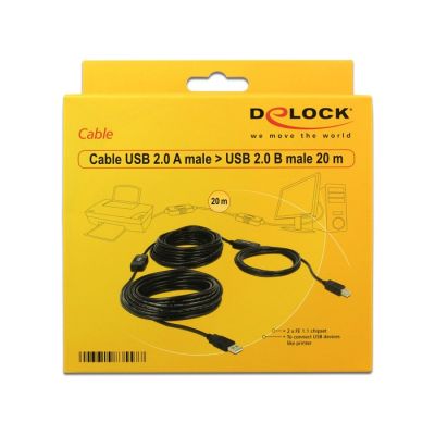 3. DeLOCK 20m, USB 2.0-A - USB 2.0-B USB-Kabel, Schwarz