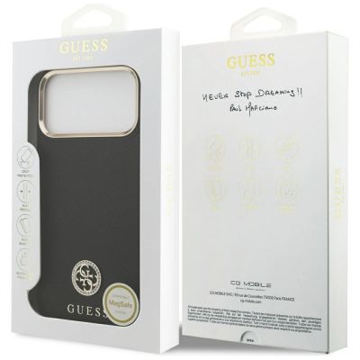 8. Guess Grained Strass Logo MagSafe Hülle für iPhone 17 Pro Max - Schwarz