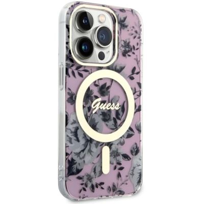 4. Guess GUHMP14LHCFWSP iPhone 14 Pro 6.1" pink/pink Hardcase Flower MagSafe