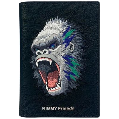 Nimmy Raptor Gorilla Reisepass-/Brieftaschenhülle, Schwarz