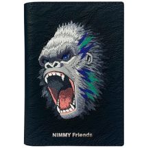 Nimmy Raptor Gorilla Reisepass-/Brieftaschenhülle, Schwarz