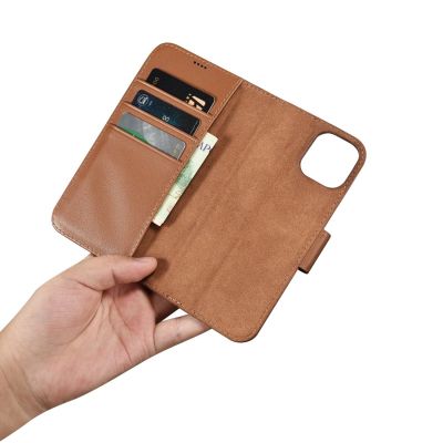 13. iCarer Wallet Case 2in1 Cover iPhone 14 Plus Anti-RFID Leder Flip Case Braun (WMI14220727-BN)