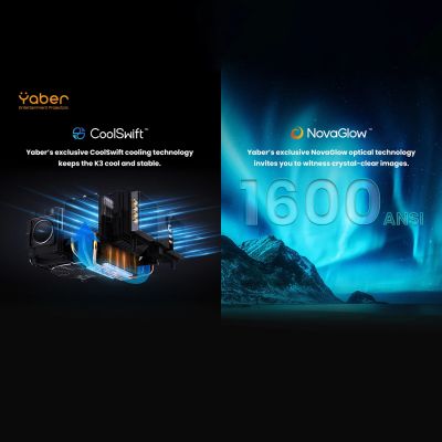 22. Yaber K3 LCD FullHD 1080p Multimedia-Projektor mit JBL-Lautsprechern – Schwarz