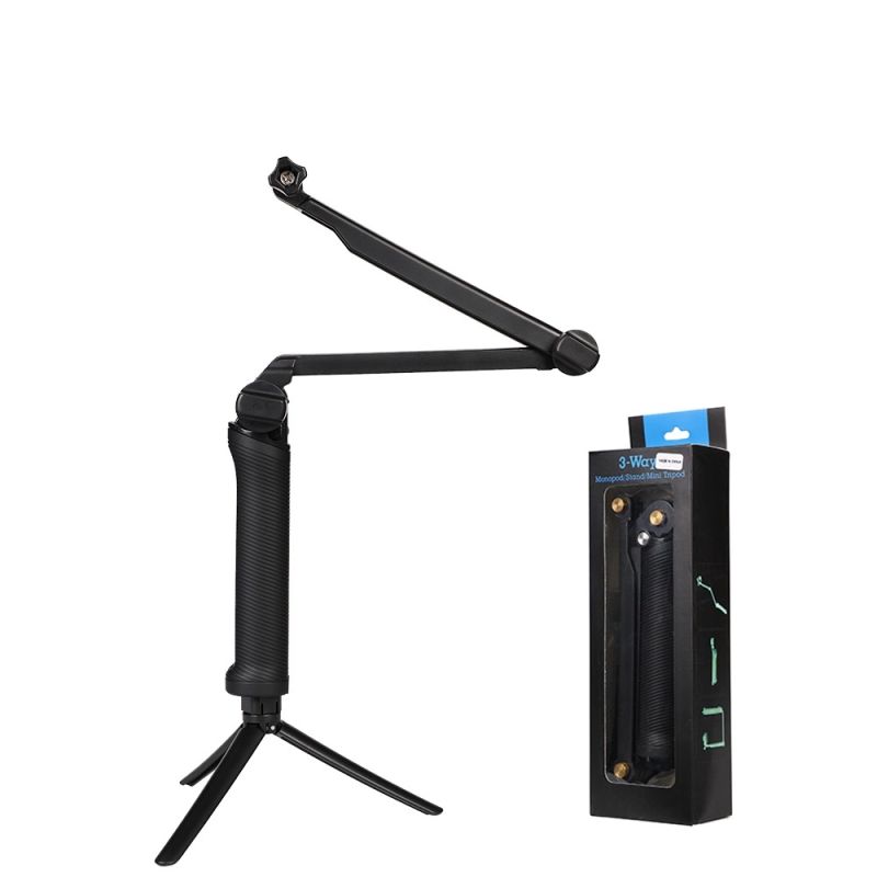 8. 3-in-1-Einbeinstativ-Stativ mit Selfie-Halterung für GoPro – Schwarz