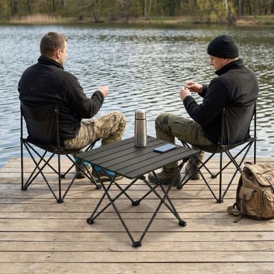 37. Faltbares Touristen-Set 3-in-1 Tisch und 2 Stühle Schwarz Enero Camp