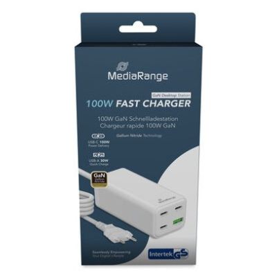 5. MediaRange MRMA124 Mobiles Ladegerät für Laptop, Smartphone, Tablet, Weiß, AC-Schnellladung intern