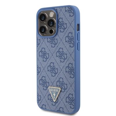 2. Guess GUHCP15XP4TDPB iPhone 15 Pro Max 6,7" blau/blaues Hardcase Leder 4G Triangle Strass