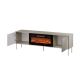 6. EF TV-Schrank + schwarzer TRESSE Kamin 180x40x54,5 cm, Kaschmir matt