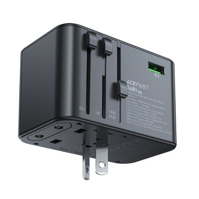 7. Acefast Z1 GaN 75W PD Reiseladeadapter 3x USB-C 2x USB-A - Schwarz