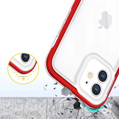 6. Klare 3in1 Hülle für iPhone 12 Frame Gel Cover rot
