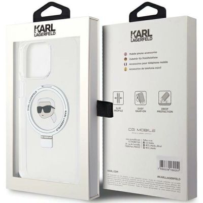 8. Karl Lagerfeld KLHMP15XHMRSKHH iPhone 15 Pro Max 6,7" weiß/weiß Hardcase Ring Stand Karl Head MagSafe