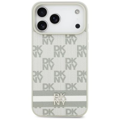 3. DKNY Schutzhülle mit Karomuster und Streifen für iPhone 17 Pro Max – Beige