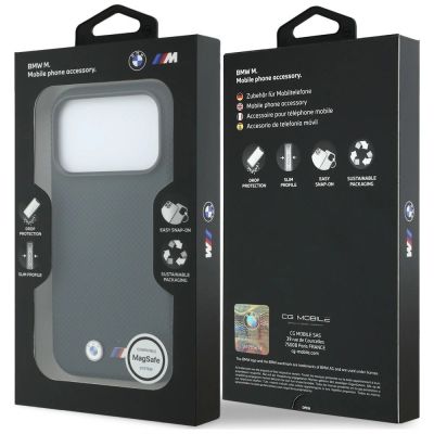8. BMW M Quadrille Kevlar Metal Logo MagSafe Hülle für iPhone 18 Pro Max / 17 Pro Max – marineblau