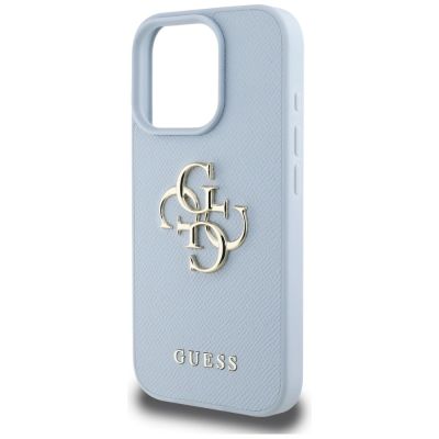 6. Guess Grained Big 4G Logo Small Classic Logo Hülle für iPhone 16 Pro - Blau