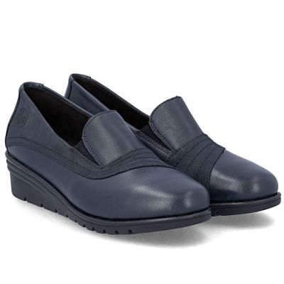 2. Damen-Keilschuhe aus Leder, marineblau, Rieker L5356-14