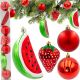 11. Dekorative Kugeln aus Kunststoff, sicher, 7 Stück, Erdbeer-Wassermelone
