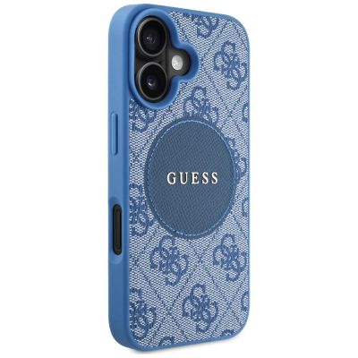 4. Guess 4G Circle Classic Logo MagSafe Hülle für iPhone 16 - blau