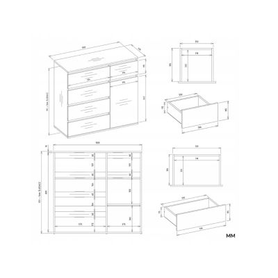 8. MALWA 1D5S Kommode weiß