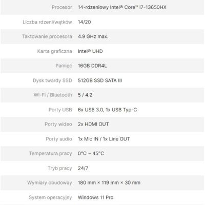 6. AVTEK COMPUTER OPS I7 13650HX 16GB 512GB/WIN 11 PRO