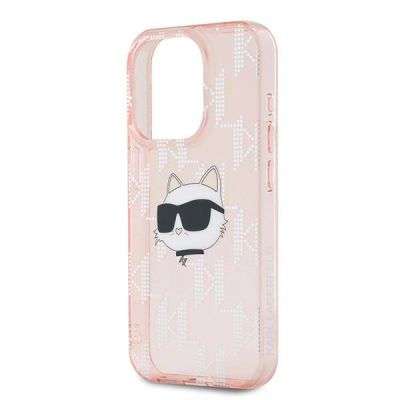 6. Karl Lagerfeld IML Choupette Head & Monogram Hülle für iPhone 15 Pro Max – Rosa
