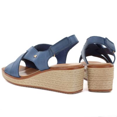 4. Sergio Leone SK297 Marineblaue Damen-Keilsandalen aus Leder