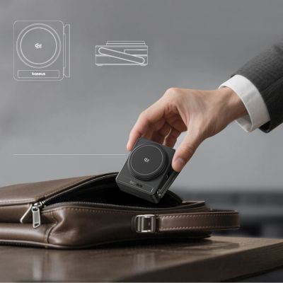 12. Baseus PicoGo AF21 3-in-1 Qi2.2 35W Kabelloses Ladegerät mit 1m USB-C-Kabel – Schwarz