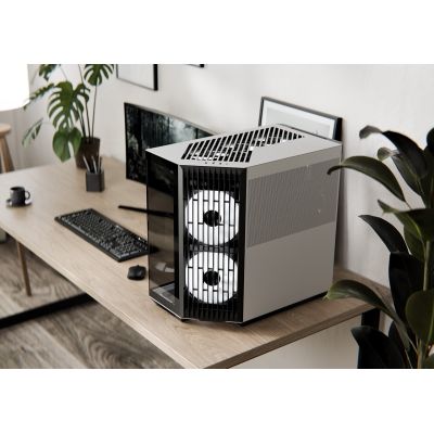 3. APNX V1 Gehäuse, Midi-Tower, ATX, gehärtetes Glas, Schwarz und Weiß
