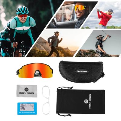 3. Rockbros Fahrradbrille Photochrom mit UV-Schutz und Korrektureinsatz Orange Gläser - Schwarz