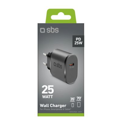 3. SBS TETR1CPD25 25-W-USB-C-Wandladegerät mit Power Delivery – Schwarz