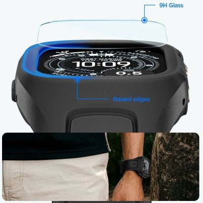 8. Spigen Liquid Air Pro Schutzhülle mit Armband + 9H-Hartglas für Apple Watch Ultra 49 mm – Schwarz