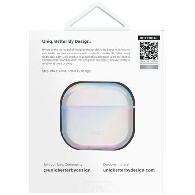 5. Uniq Iridescia Hülle für AirPods 4 Hang Case - Holoweiß